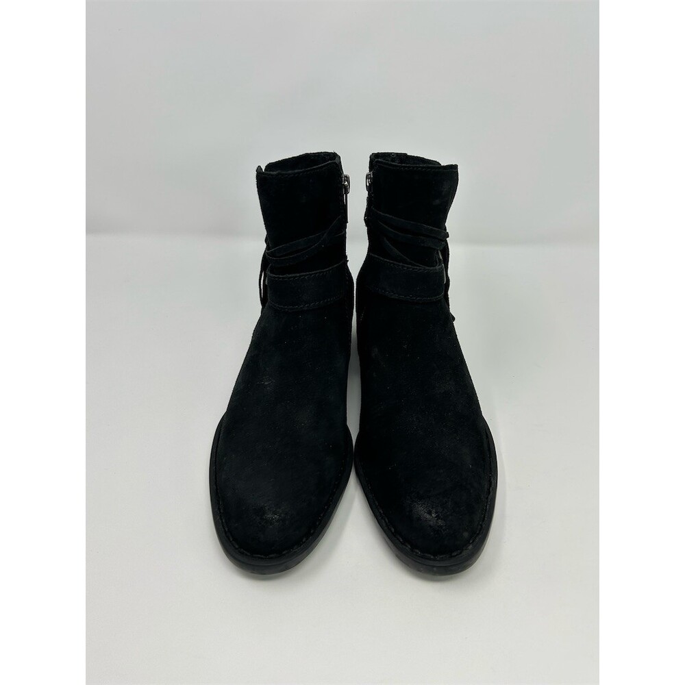 Born Bridgett Womens Booties Black Ankle Wrap Strap Buckle Side Zip Size 6.5 - Picture 5 of 11